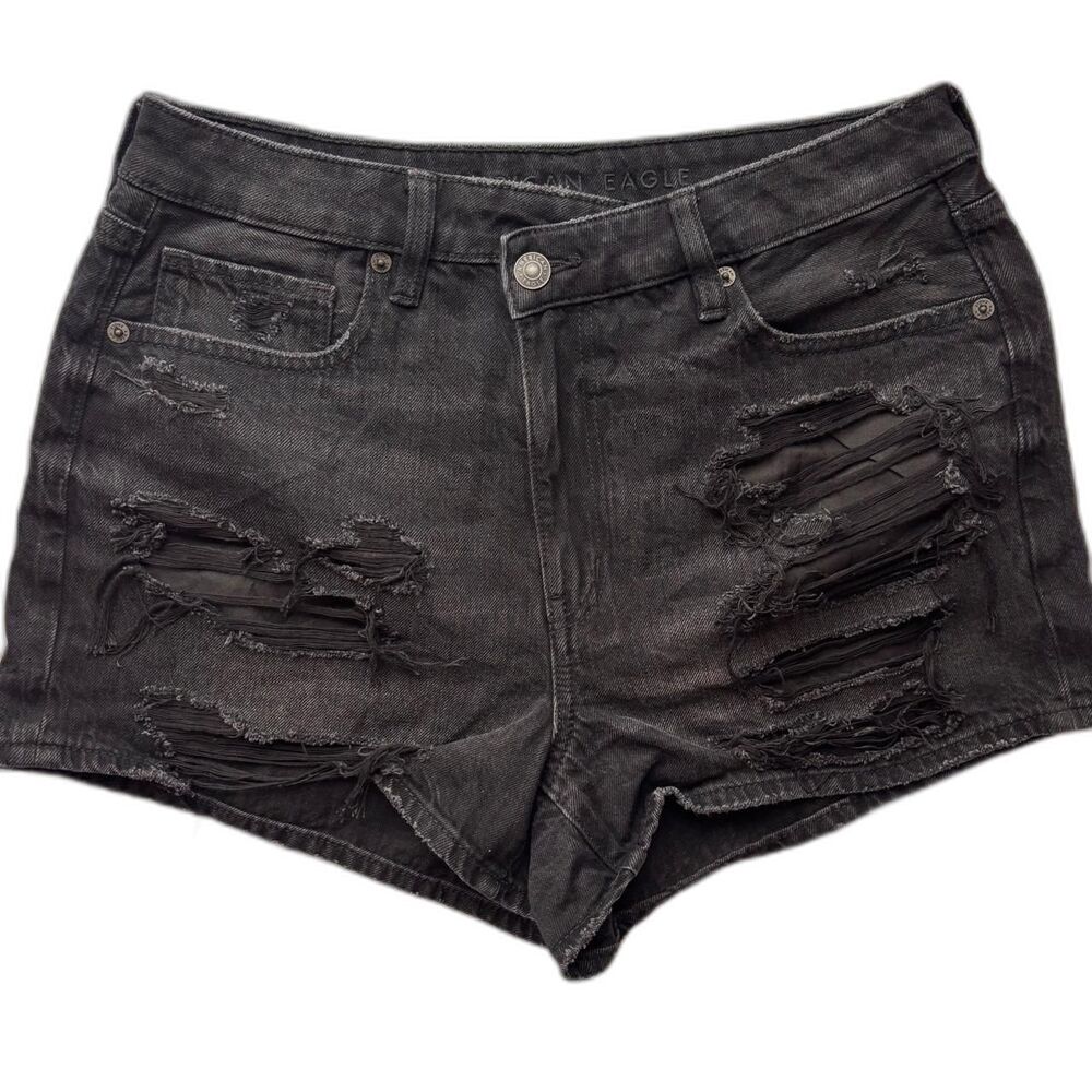 American Eagle Women's Distressed Black Shorts Size 8